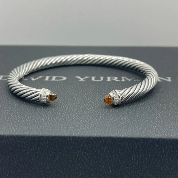 David Yurman Cable Classic Collection Bracelet with Citrine and Diamonds, 5mm - Picture 1 of 10